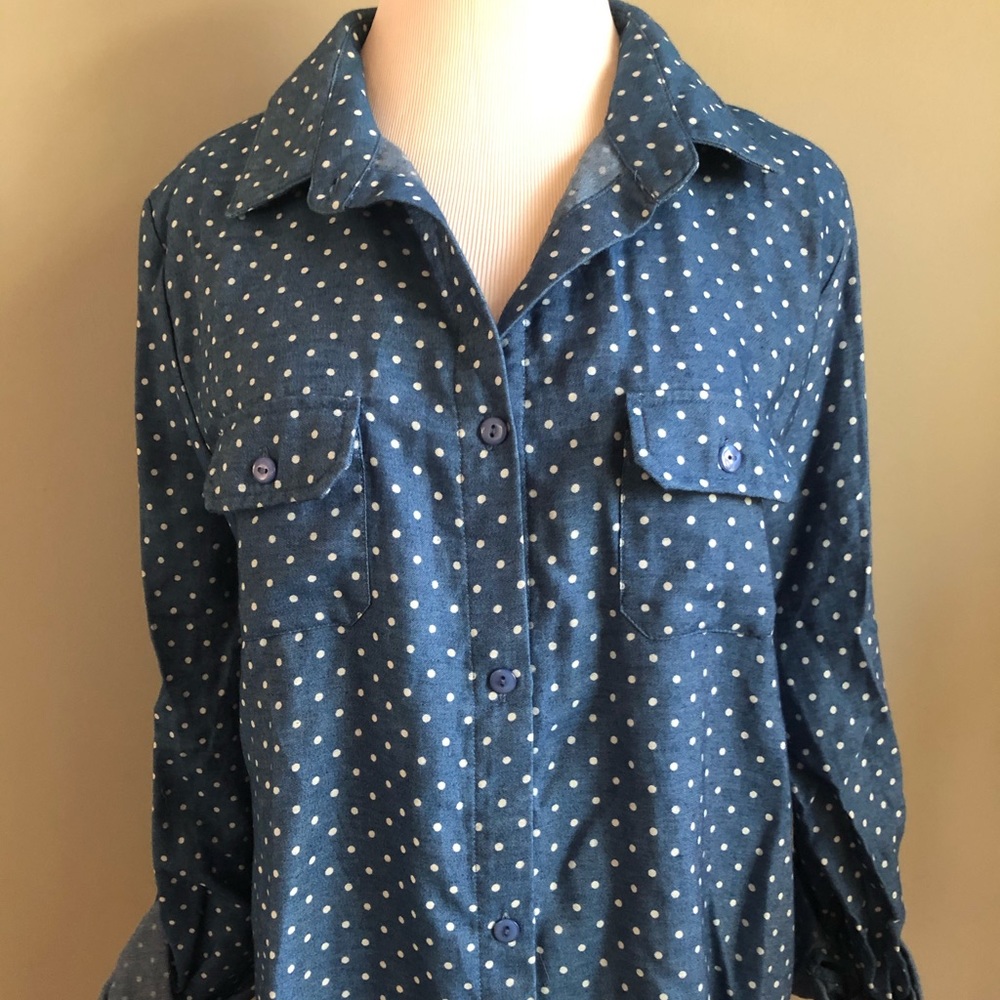 🩵Soft Dotted Button Down - Picture 2 of 8